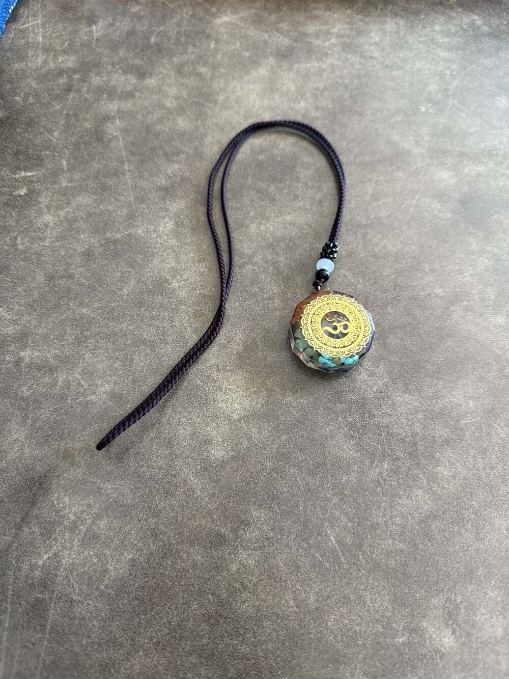 7 Chakra Orgonite Pendant Necklace with OM Symbol and Healing Crystals